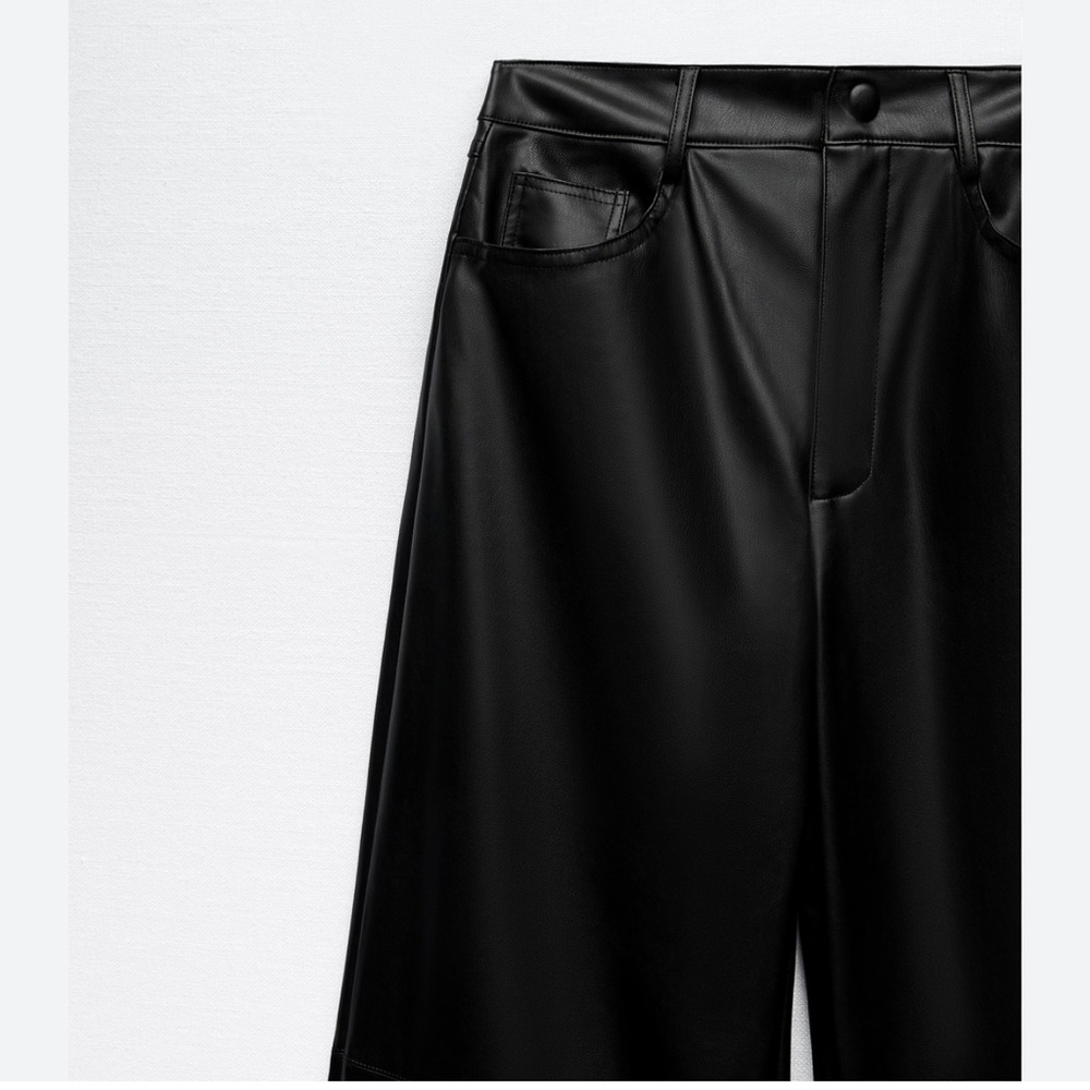 Zara Black Leather-Style Trousers